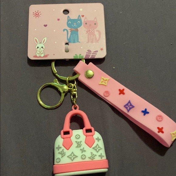 None Accessories - Pink and White  Keychain Accessory nwt or  green a pink